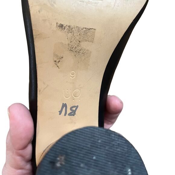 Urban Outfitters Black Open Toe Wooden Chunky Slide Sandals Heels Size 9 - Picture 9 of 11